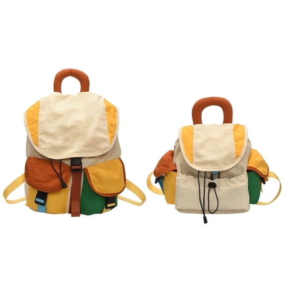 JWZZYD Lightweight Mini Backpack, Color Block Mini Drawstring Kiddo Backpack, Casual Daypack With Side Pockets, Small Waterproof Nylon School Bag For Outdoor Picnic Travel(A, 1 Pack)