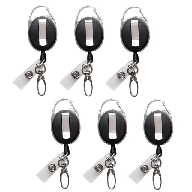 Set de 6 Portagafetes Retráctiles HoAoOo con Cuerda de 60 cm y Broche de Garra