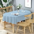 thumbnail image 2 of Oval Tablecloth Blue Checkered Tablecloth, Modern Plaid Oval Tablecloth, Checkered Tablecloth, Indoor/Outdoor Waterproof Wrinkle Free Durable Gingham Tablecloth for Oval Tables 54 X 72 in, 2 of 6