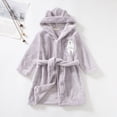 thumbnail image 5 of Children's Plush Coral Fleece Bathrobe,Cozy Hooded Robe with Belt,Cute Print,for Kids Toddlers 2-12 Years,Warm After-Bath Loungewear Toddler Pajamas Gibobby,Grey,Size 7-8T, 5 of 7