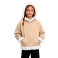 thumbnail image 3 of Wsyxszg Fleece Hoodies for Girls Cute Solid Hooded Long Sleeve Pullover Kids Cozy Relaxed Fit School Sweatshirts 5-15T, 3 of 7