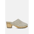 thumbnail image 2 of CEDRUS Fine Suede Studded Clogs Mules in Beige, 2 of 6