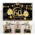 thumbnail image 4 of Happy 60th Birthday Backdrop Large Fabric, Black Gold 60th Birthday Sign Banner, Photo Booth Photography Background with Rope, 60th Birthday Party Decorations, 72.8" x 43.3", 4 of 7