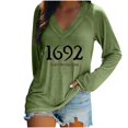thumbnail image 2 of WXLWZYWL Halloween Sweatshirts for Women Long Sleeve Shirts V Neck Bat Pumpkin Ghost Witch Printed Loose Casual Pullover Tee Tops Hoodie Fall Clothes 2024, 2 of 3