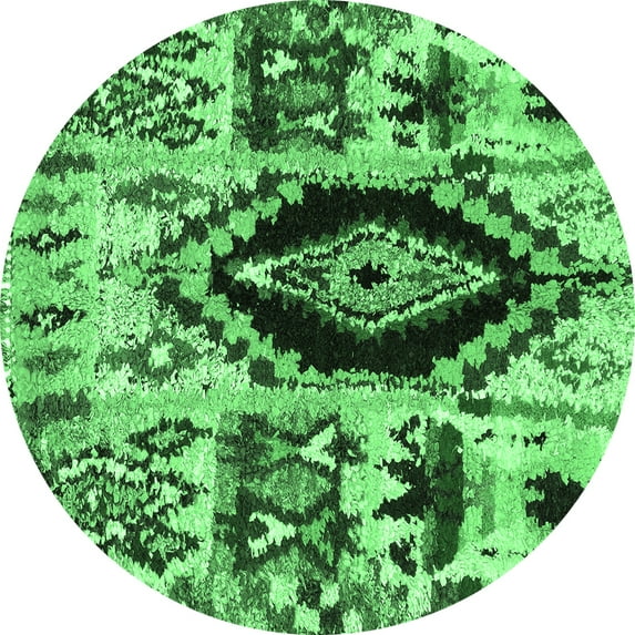 Ahgly Company Indoor Round Oriental Emerald Green Modern Area Rugs, 7' Round