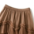thumbnail image 5 of SWSMCLT Women's Long Tulle Skirt Spring Casual High Waisted Pleated Overlay Swing A Line Frilly Ruffle Hem Layered Tiered Tutu Skirt Soft Chiffon Mesh Summer Khaki One Size, 5 of 5