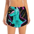 thumbnail image 4 of Lsque Rex Dinosaur With Sunglasses Printed Women's Running Shorts with Liner Pockets,Elastic Quick Dry Workout Athletic Gym Yoga Shorts,Womens High Waist Shorts-Large, 4 of 9