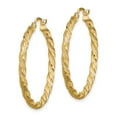 thumbnail image 6 of 14K Yellow Gold Twisted Satin Diamond-Cut Hoop Earrings, 6 of 7