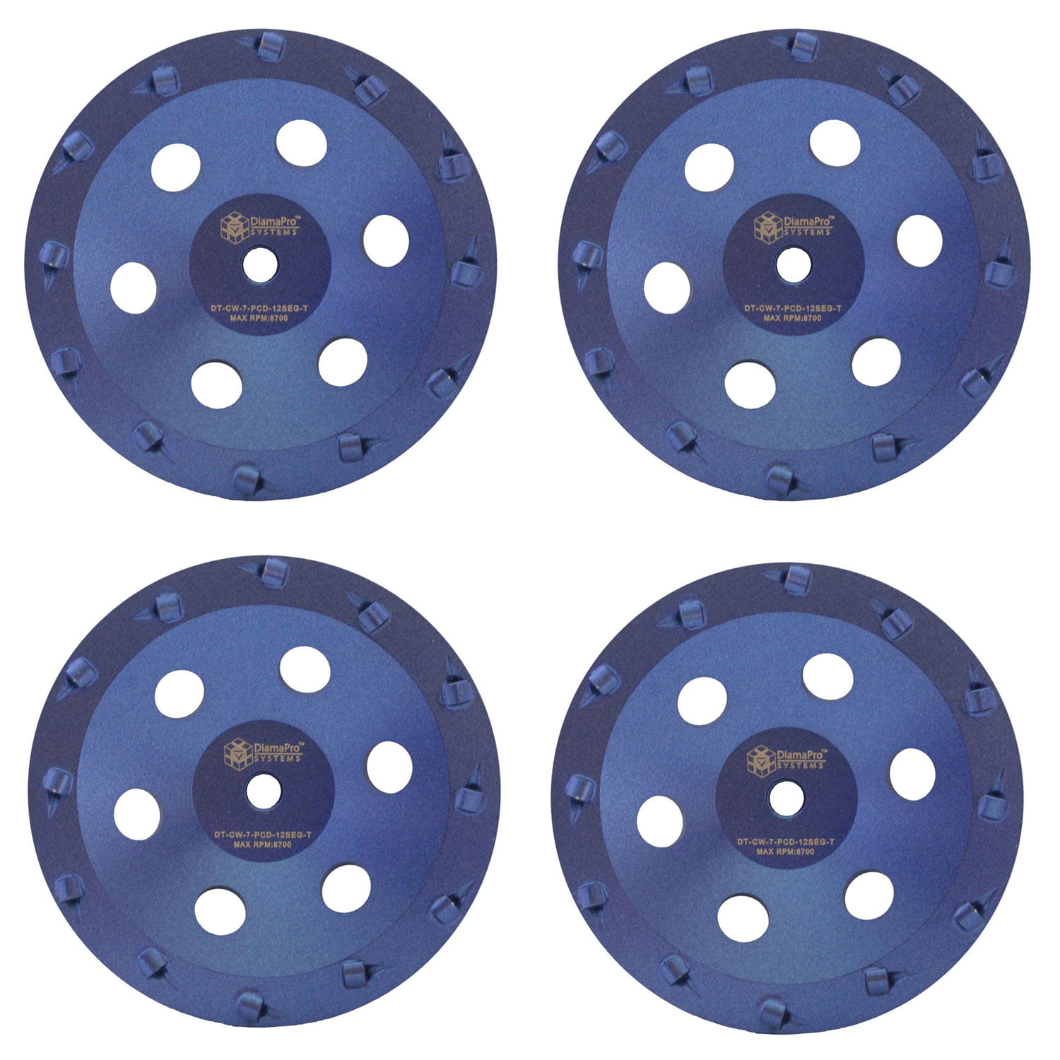 7” Quarter Round PCD Grinding Cup Wheel 12 Segments 7/8"-5/8" Arbor 