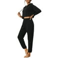 thumbnail image 4 of Conjuntos de sudaderas y pantalones de chándal para mujeres INSPIRE CHIC, sudadera corta y joggers largos XL en negro, 4 of 6