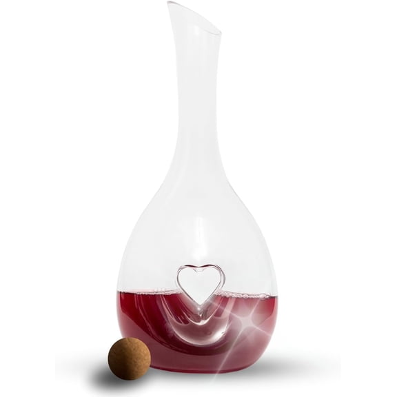 Maypes Heart Wine Decanter | Crystal Glass with Lid 1000ml Capacity – Wine Aerator with Cork Cover | Valentine's Day Gift for Him/her 2026