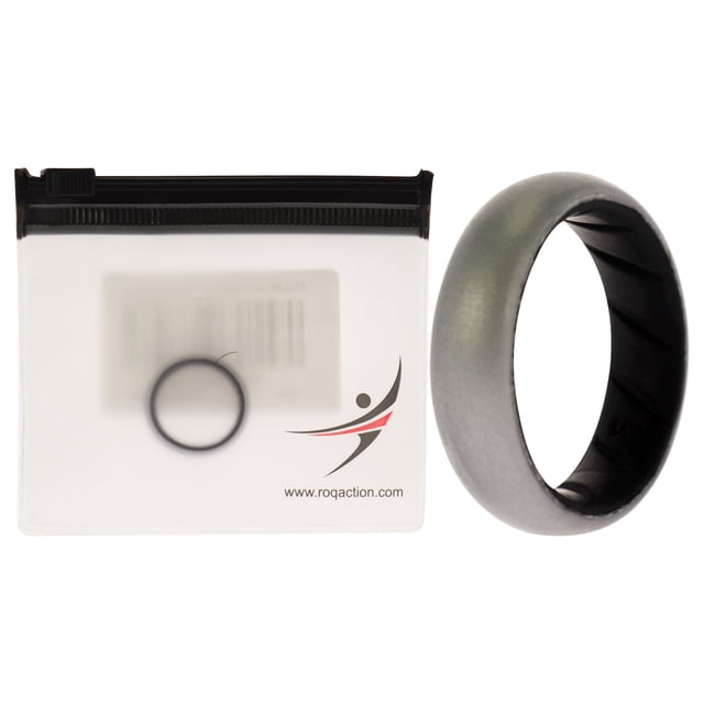 Anillo de boda BR sólido de silicona - Negro-Plata de ROQ para mujer - Anillo de 6 mm
