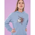thumbnail image 2 of Unicorn Skull W Flowers. Hoodie Women -Smartprints Designs, Female 5X-Large, 2 of 4