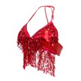 thumbnail image 3 of Traje De Danza Del Vientre Sujetador Halter Top Lentejuela Performance Outfits Red Sunnimix Traje de baile sujetador, 3 of 8