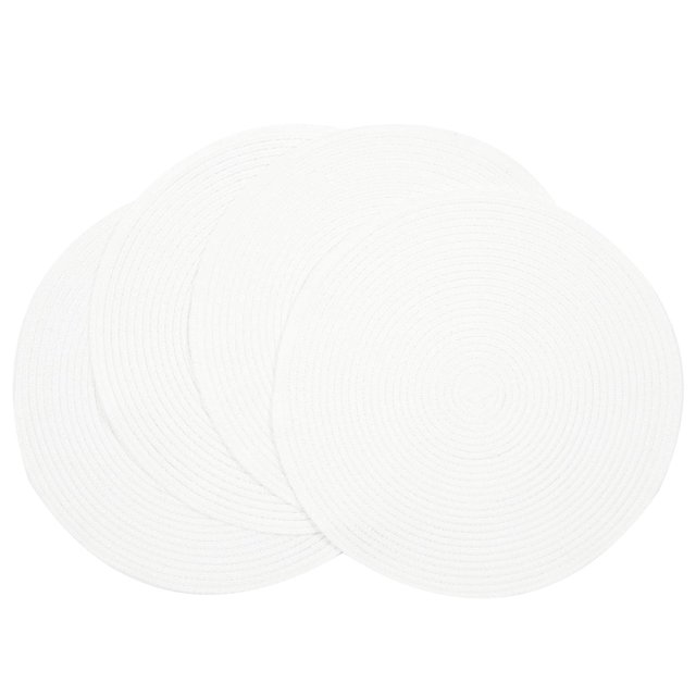Juego de 4 Individuales Redondos Trenzados SHACOS para Mesa de Comedor Blancos