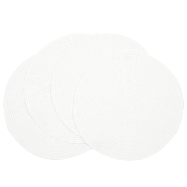 Juego de 4 Individuales Redondos Trenzados SHACOS para Mesa de Comedor Blancos