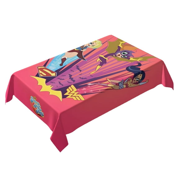 Superhero Gir Themed Square Tablecloth 54 * 72 Inches Durable Stylish