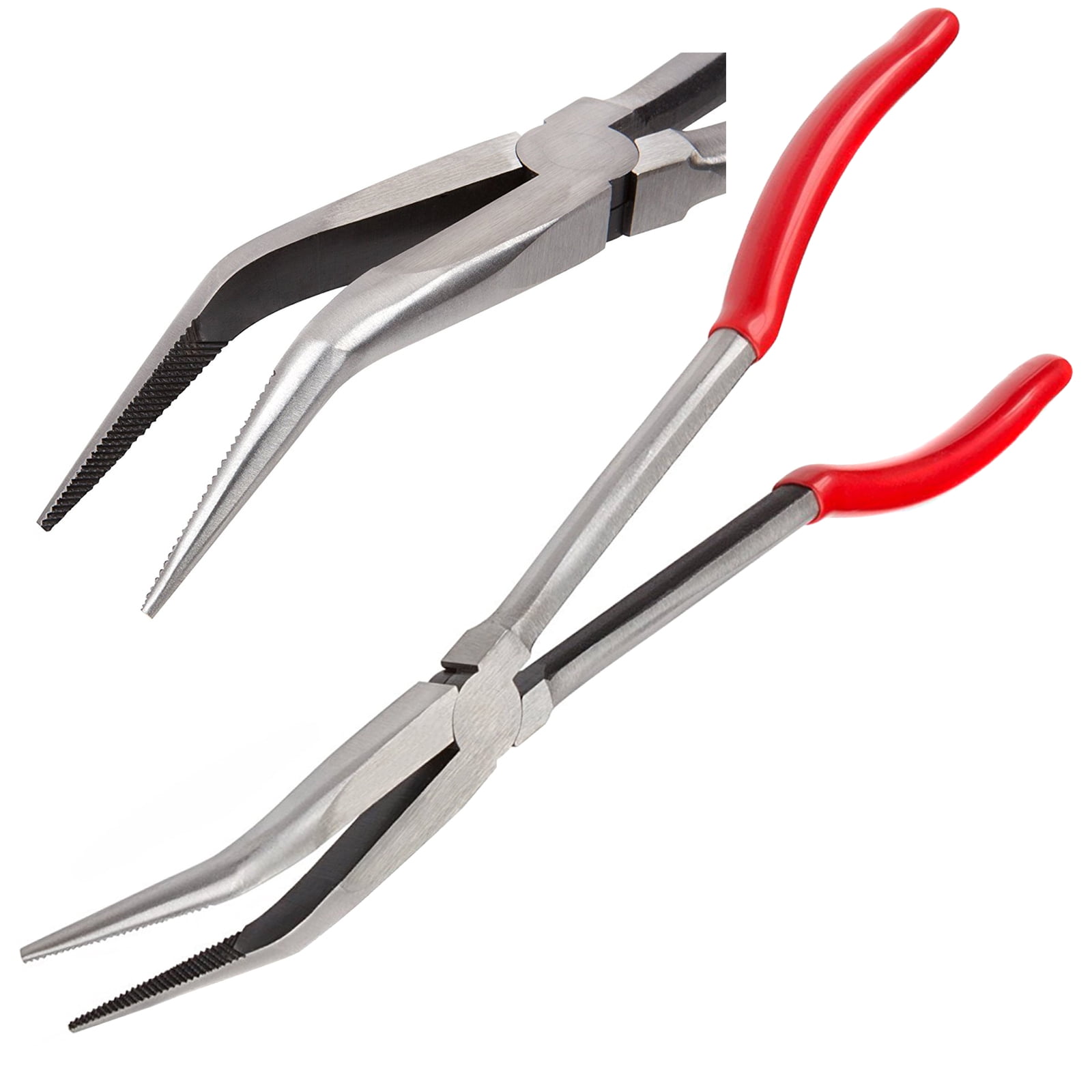 45-Degree 11 Inch Reach Bent Needle Long Nose Pliers Cross Cut by Unbranded