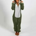 thumbnail image 2 of Besolor Fleece Pajamas for Women Plush Warm Cute Color Block Zip-Up One Piece Hooded Romper Jumpsuit Pjs Sleepwear, 2 of 7