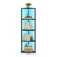 thumbnail image 1 of SONGMICS HOME 5-Tier Corner Shelf, Bookcase with Adjustable LED Lights, Storage Shelf with Steel Frame, 9.8 x 18.9 x 57.7 Inches, for Living Room, Bedroom, Study, Ebony Black, 1 of 5