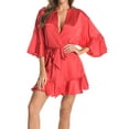 thumbnail image 5 of Women's Satin Robes 3/4 Sleeve Ruffle Hem Kimono Robe Silk Bridesmaid Robe Lingerie Sleepwear, 5 of 9