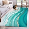 thumbnail image 2 of Kitchen Mats for Floor 3x5 Ft, Teal Waves Abstract Non Slip Area Rugs for Kitchen Bedroom Entryway, Gradient Fluid Water Ripple Washable Carpet Runner Rug Floor Mats for Bedroom Home Decor, 2 of 9