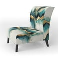 thumbnail image 3 of Designart « Expressionnisme Abstrait Sarcelle et Or III » Turquoise Fauteuil d'Appoint Moderne Rembourré - Fauteuil Moderne pour Chambre, 3 of 7