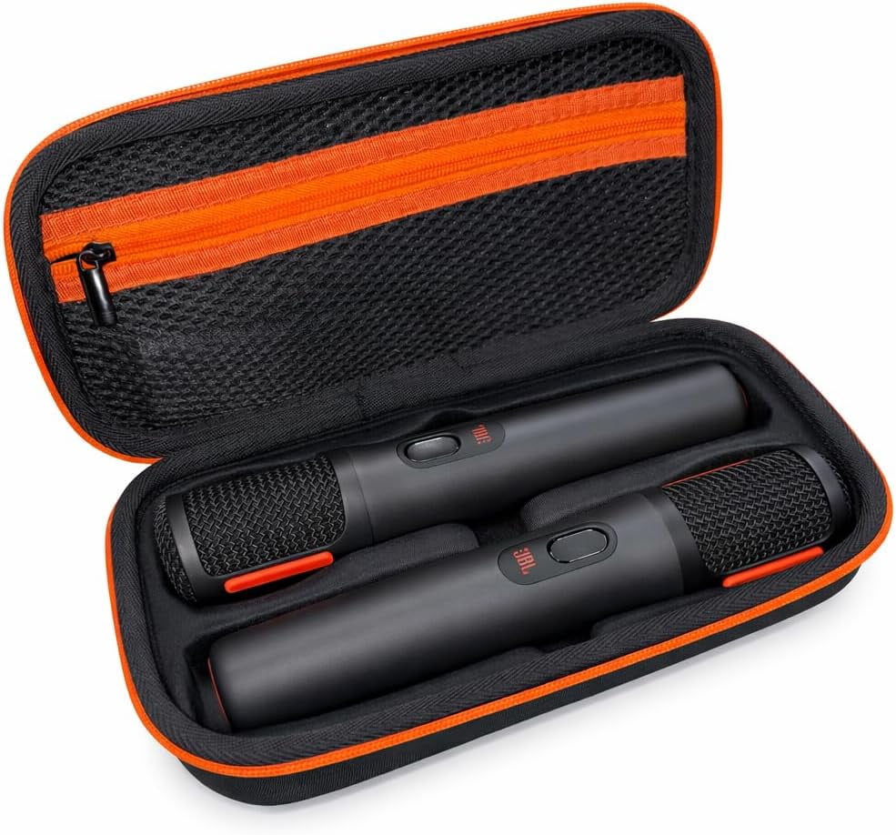 JBL PartyBox Wireless Mic - 2X Digital Wireless Microphones, Rechargeable Battery, Compatible with All PartyBox Speakers (Black) Including Winguard Protective Travel Case