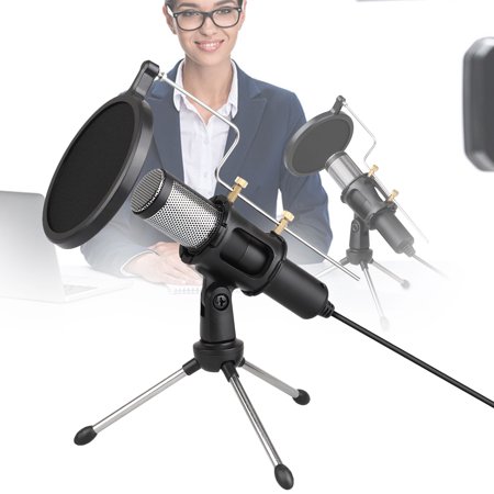 Condenser USB Microphone with Tripod Stand for Game Singing Chat Skype YouTube Voice Recording Online