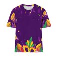 thumbnail image 4 of Fesfesfes Workout Shirts for Women Loose Fit Mardi Gras Women Fashion Casual Printed Short Sleeve Round-Neck Pullover Blouse T-shirt Tops Fashion Tops for Women 2XL(US:12), 4 of 4