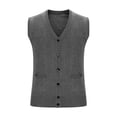 thumbnail image 3 of COSFO V Neck Mens Sweater Vest Casual Cardigan Solid Tops Long Sleeve Loose Button Down Sweater Vests, 3 of 7