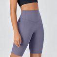 thumbnail image 4 of VBVC Women's High Waisted Yoga Shorts , Summer Stretchy Workout Leggings For Women , Ladies' Running Athletic Trousers with Pockets,Purple,S-2XL, 4 of 8