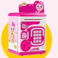 thumbnail image 3 of Voice Piggy Bank with Password and Fingerprint, Portable Saving Box for Kids, Ideal for Home and Travel, Pink, 3 of 4