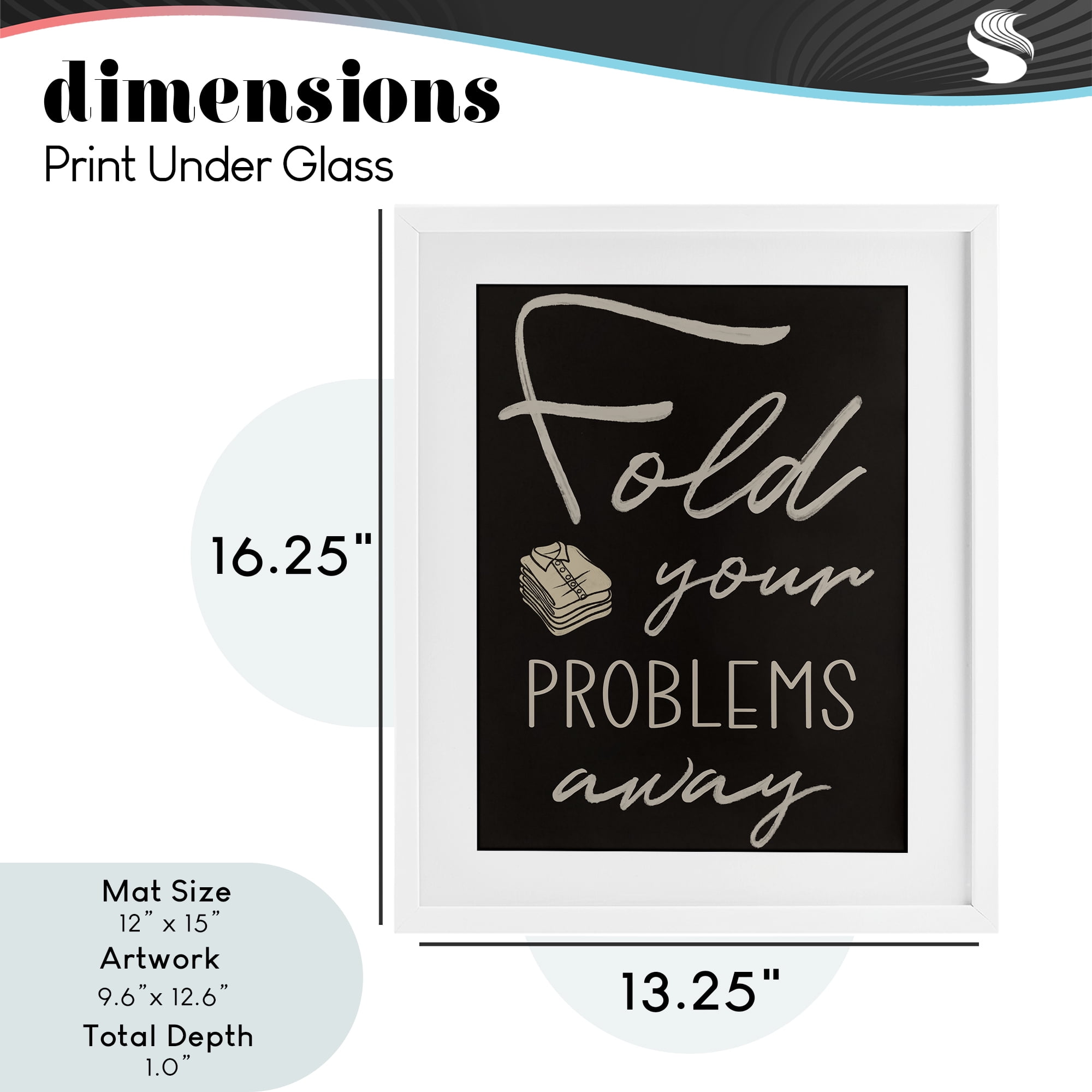Fold Your Problems Away White Framed Print Under Glass, design by Marcus Prime