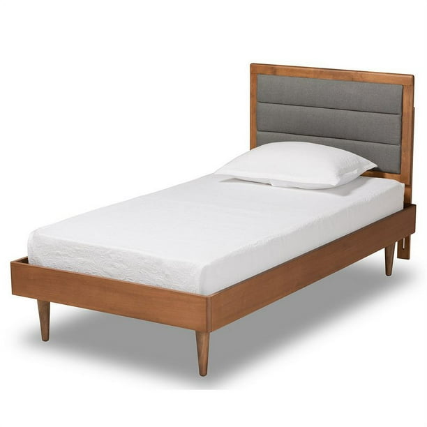 Baxton Studio Seren Dark Grey and Brown Finished Wood Twin Size Platform Bed