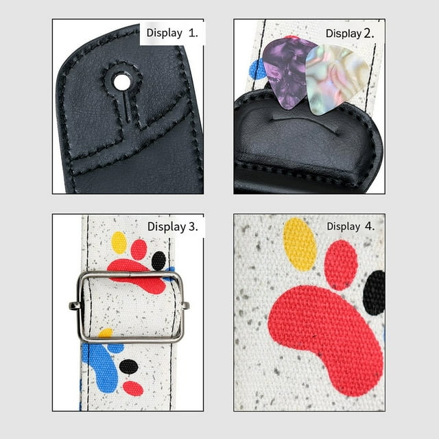 stanreset Acoustic Guitar Strap Personality String Accessories Shoulder Belt Supple Pick Bass Spare Parts Children Beginner Colorful Footprints