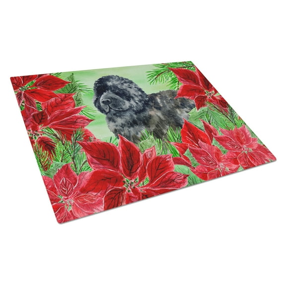 Newfoundland Poinsettas Glass Cutting Board Large