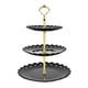 thumbnail image 1 of Soporte para pasteles de 3 niveles, elegante bandeja para servir postres, cupcakes y pasteles, ideal para fiestas de té, bodas y cumpleaños. Negro, 1 of 6