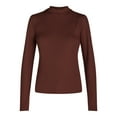 thumbnail image 5 of No Boundaries Ribbed Mock Neck Top with Long Sleeves, Women’s and Women’s Plus, 5 of 5