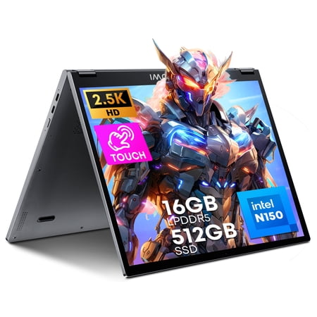 e10 2.5K IPS Touchscreen Laptop, 13.4" 2 in 1 Tablet Computer 16GB RAM 512GB SSD, 4 Cores Intel Twin Lake N150, up to 3.6GHz, 7.6V/5000mAh Battery