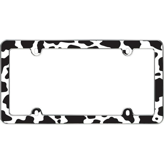 Cadre de plaque d’immatriculations Cruiser Accessories motif de vache, noir/blanc