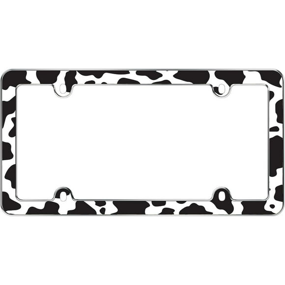 Cruiser Accessories Cow Print License Plate Frames, Black/White, License Plate Frame