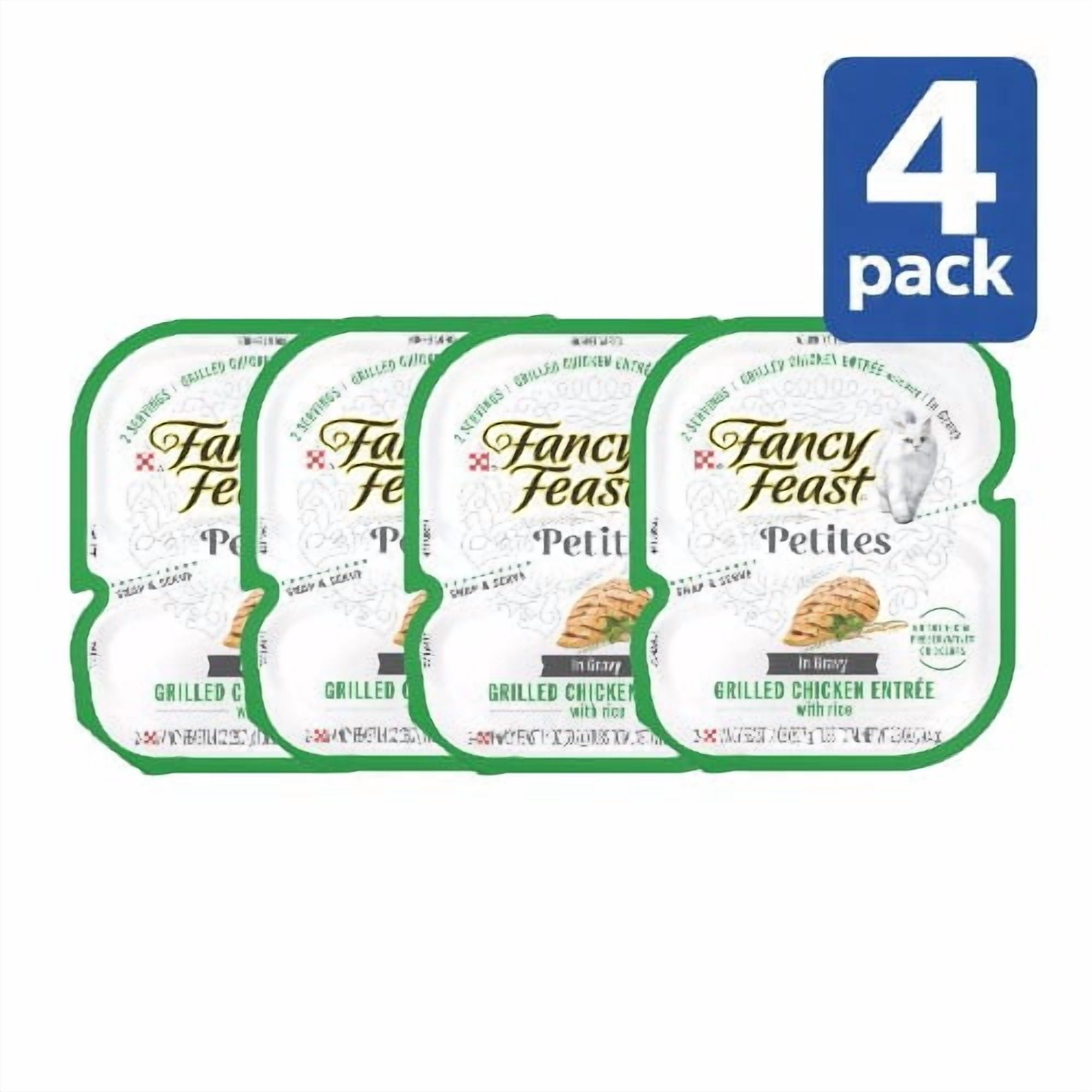 (2 pack) Fancy Feast Grilled Chicken Entree with Rice Petites (4 Pack, 2.8 oz Tubs)