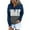 Navy, variant on Fesfesfes Women Hooded Casual Pullover Patchwork Button Down Hoodies Drawstring Long Sleeve Hooded Pocket Blouse Tops Sweatshirts Tops on