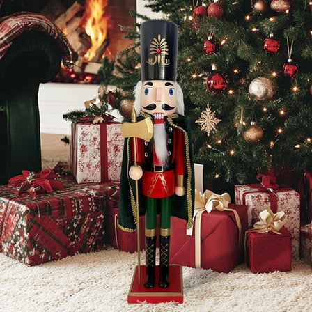 LAMPHOME 24Inch Wooden Soldier Nutcracker Christmas Decor - Festive Christmas Nutcracker Gift, Winter Indoor Decoration for Table, Desktop & Fireplace