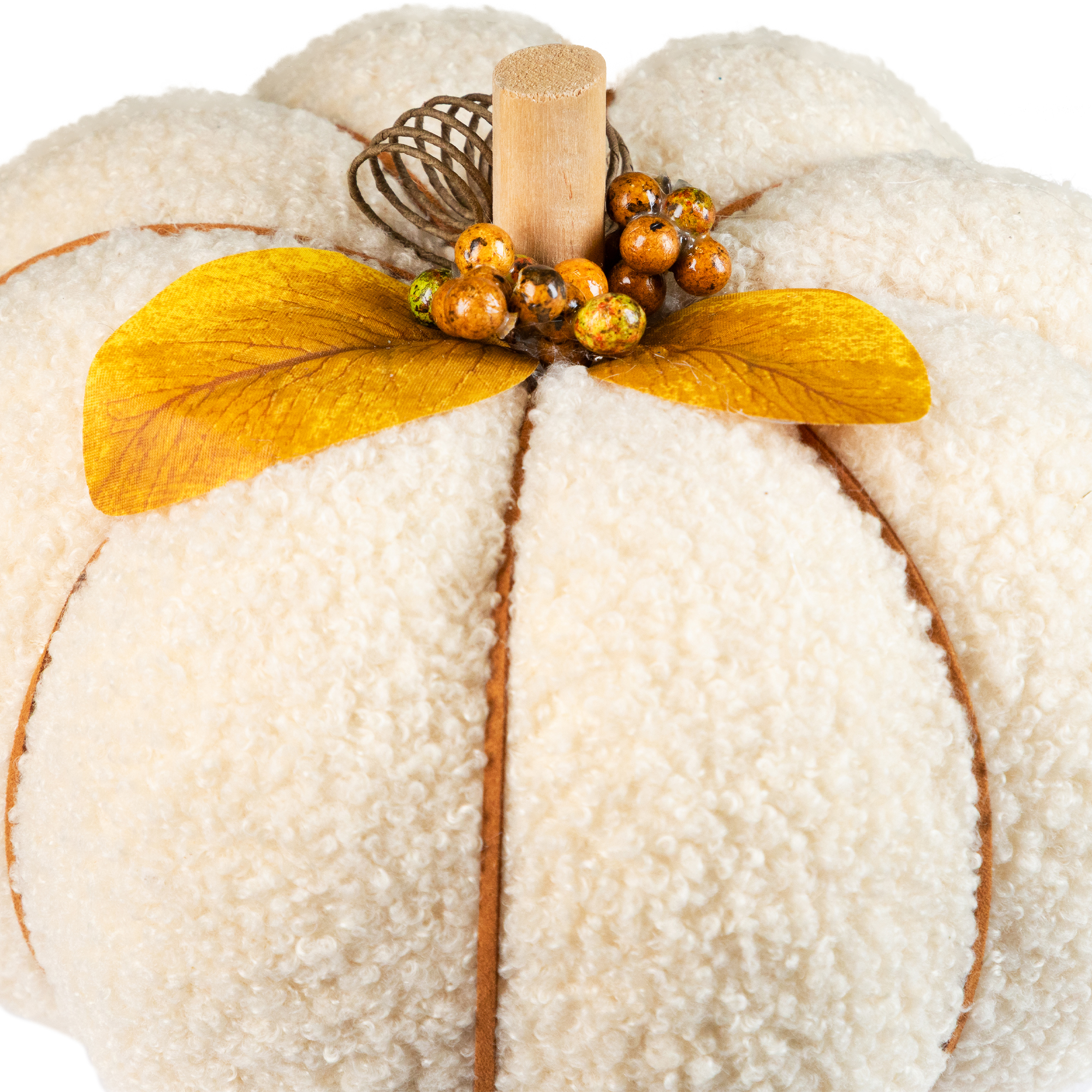 Northlight Large Plush Pumpkin Fall Harvest Decoration - 7.5" - Cream and Yellow