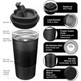 thumbnail image 3 of Tasse de Voyage avec Couvercle Étanche, Tasse à Café Réutilisable Isolée pour Boissons Chaudes et Froides/thé (510ml Noir), 3 of 5