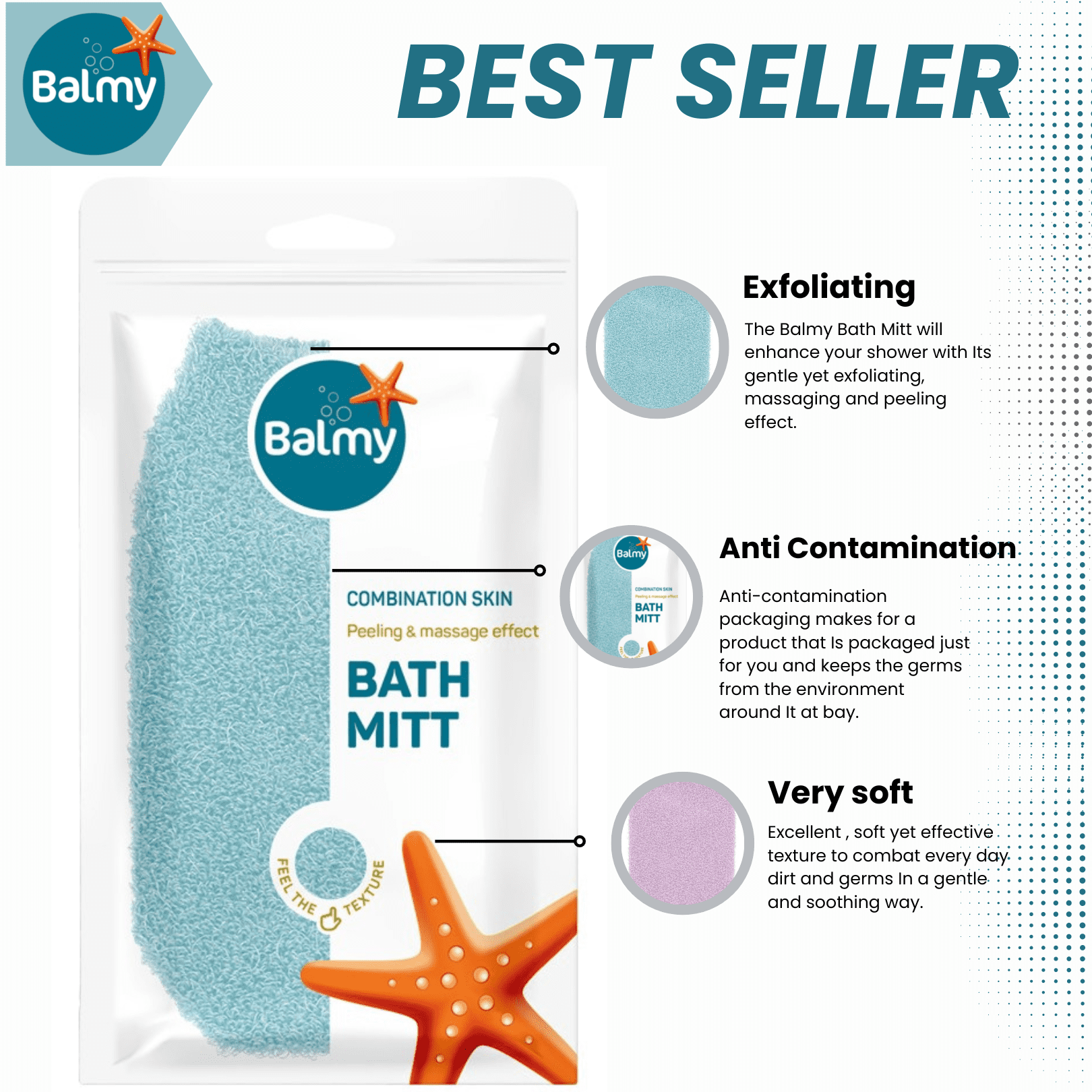 Balmy Bath Mitt Shower Mitt Exfoliating Bath Mitt Body Scrubber