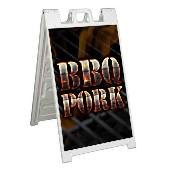 BBQ Pork (24" X 36") Standard A-Frame Signicade, Includes Decal Applied To Stand