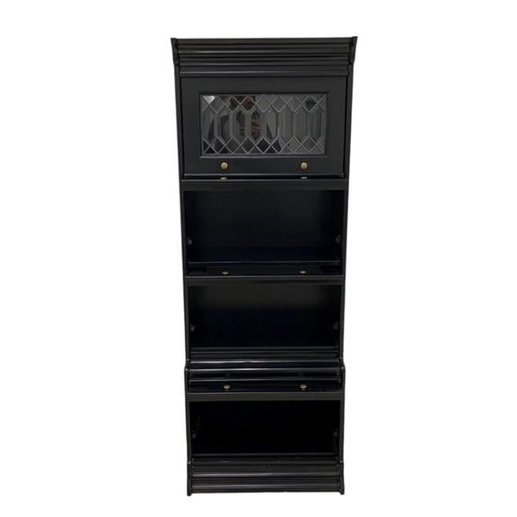 Pemberly Row Contemporary 4 Stack Barrister Bookcase in Black